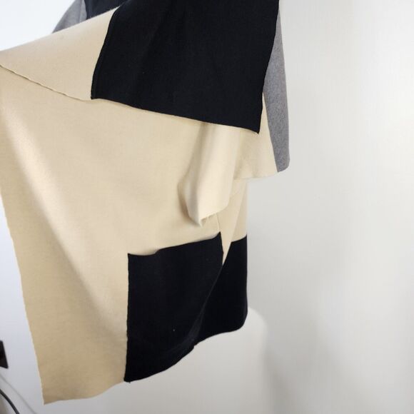 THML Cardigan Sweater Small Draped Color Blocked Oversized Open Front Pockets - Picture 5 of 10